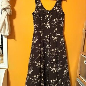 Rene Margo Floral Button Front Midi Dress Size M 90s Vintage